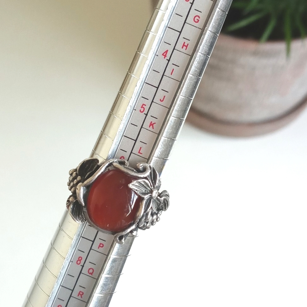 925 Sterling Silver Red Jasper Gemstone Ring Size 7 - Picture 6 of 10